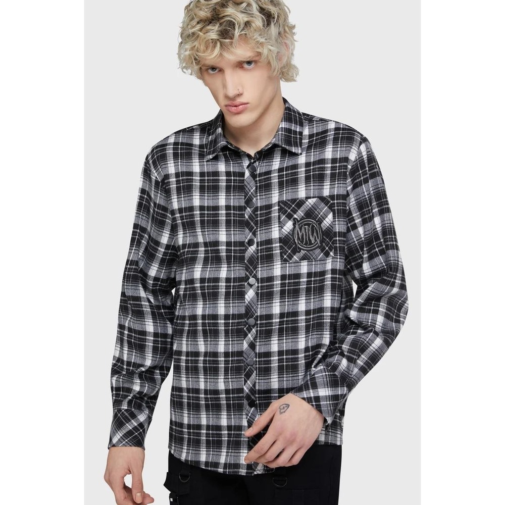 Killstar X Motionless In White Cause of Death Flannel Shirt Black White 3XL